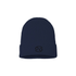 Navy blue beanie with a black embroidered zodiac symbol on a white background